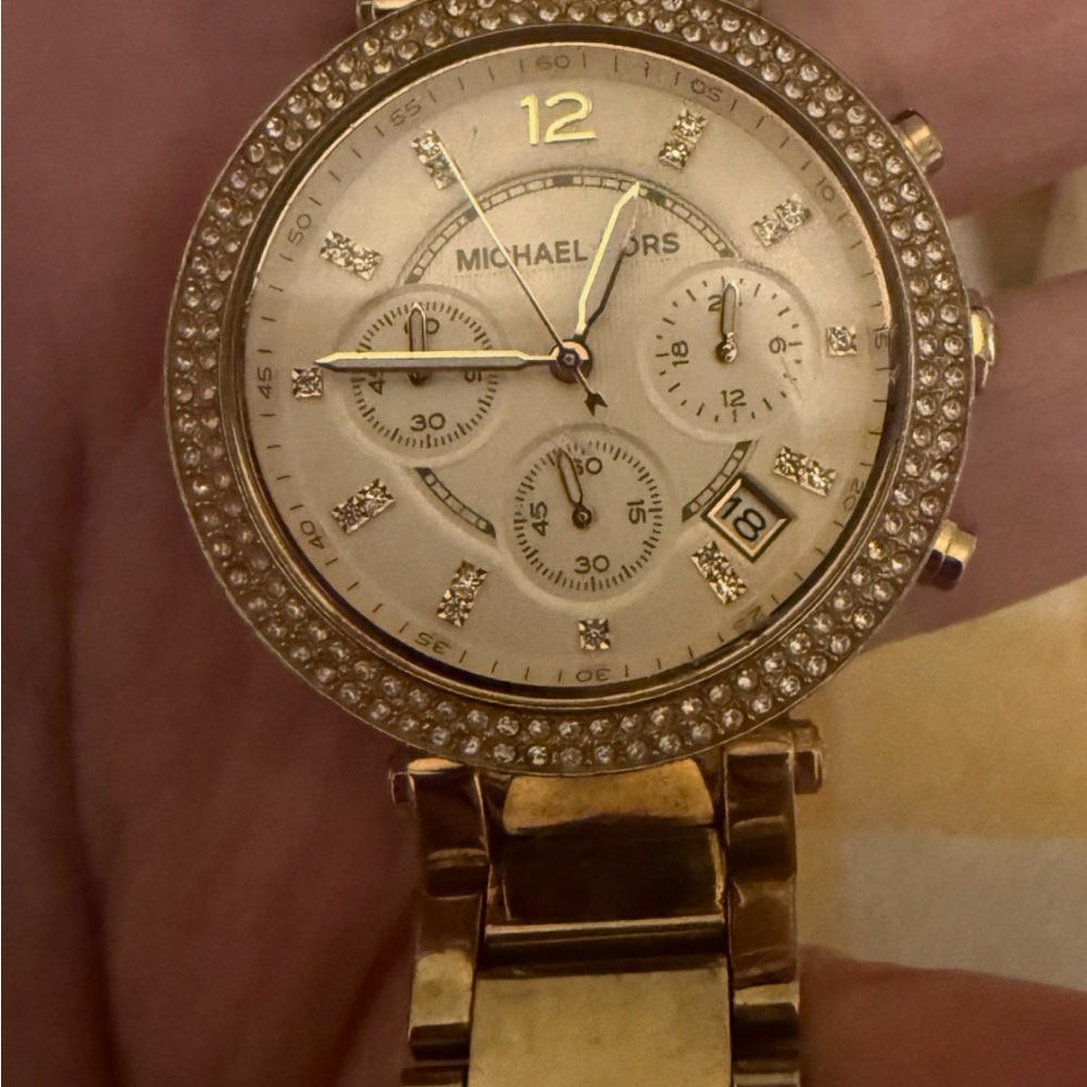 Michael Kors Gold-Tone Watch with Crystal Details